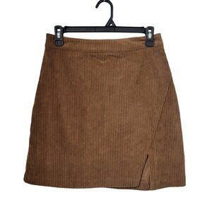 SHEIN Size S (4) Medium-Brown Cordury Mini Skirt, Front Side Slit. Like New